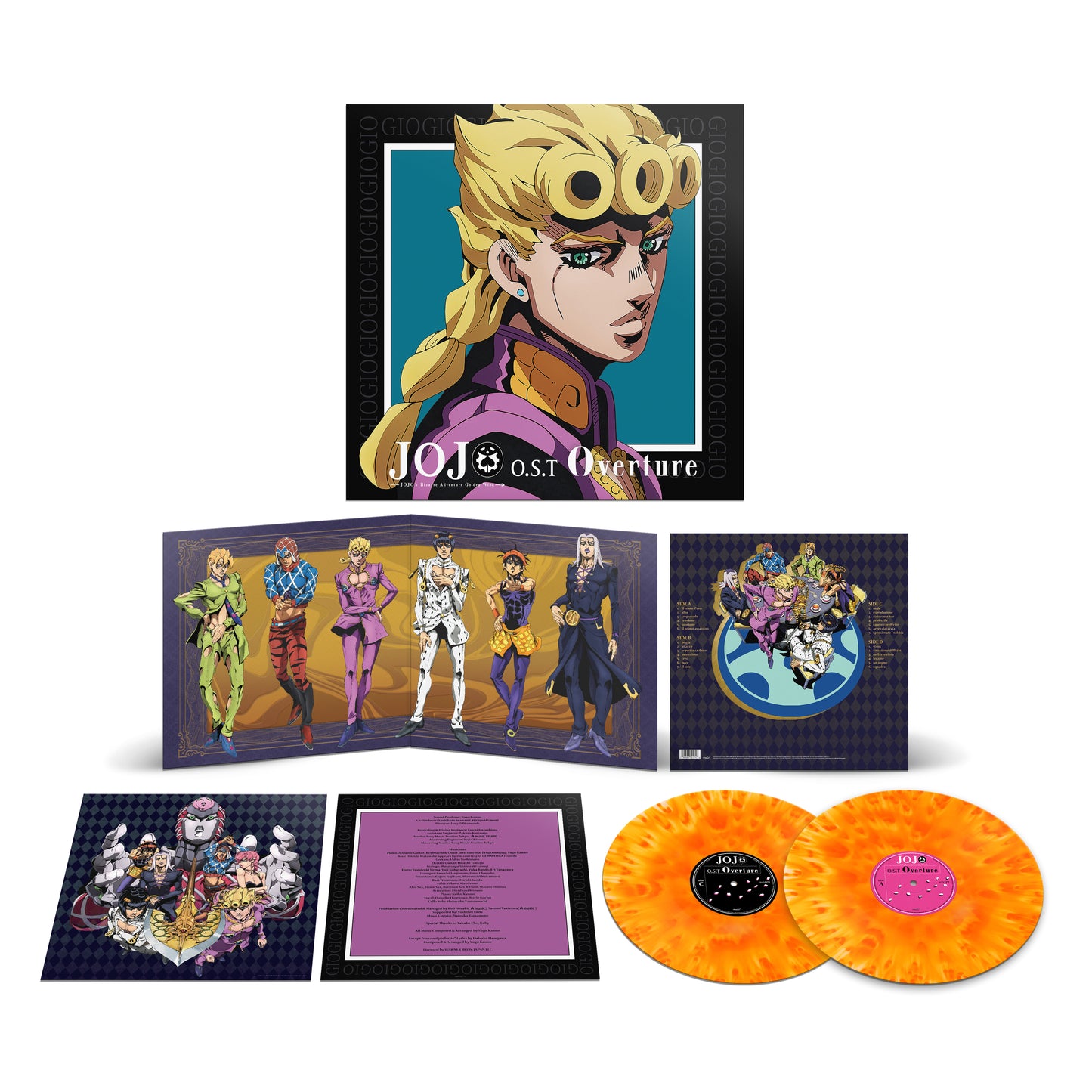 JoJo's Bizarre Adventure: Golden Wind OST Vol. 1: Overture - 2 x 12"  yellow/orange vinyl LP